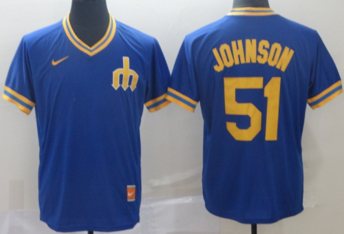 2019 Seattle Mariners # 51 JOHNSON Blue  MLB Jersey