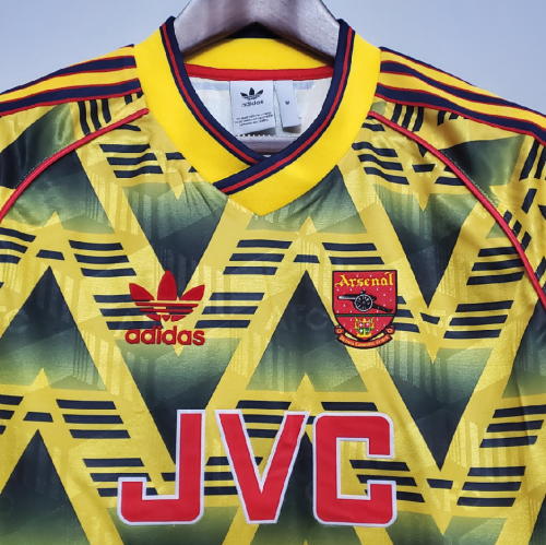 Retro Jersey 1991-1993 Arsenal Away Soccer Jersey Yellow Vintage Football Shirt