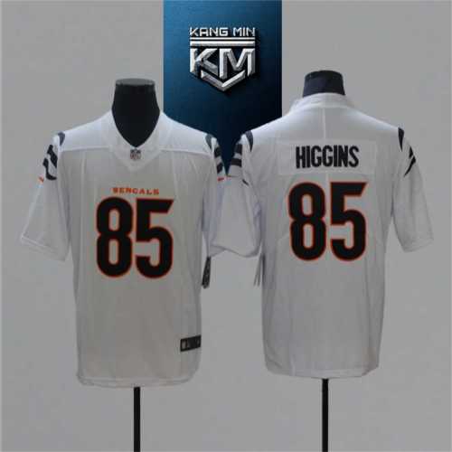 2021 Bengals 85 HIGGINS White NFL Jersey S-XXL Black Font