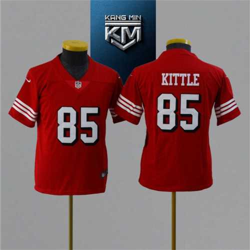 Women 2021 49ers 85 KITTLE RED NFL Jersey S-XXL WHITE Font
