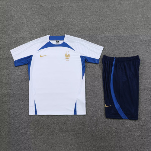 Adult Uniform 2023-2024 France White Soccer Training Jersey and Shorts