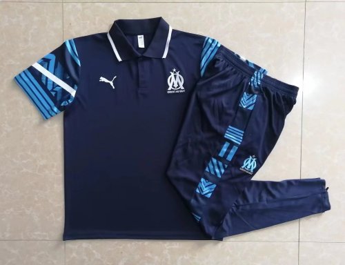 2022-2023 Marseille Dark Blue Soccer Polo and Long Pants