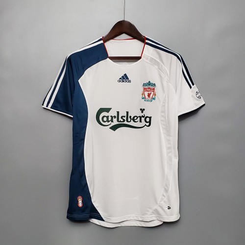 Retro Jersey 2006-2007 Liverpool Away White Soccer Jersey Vintage Football Shirt