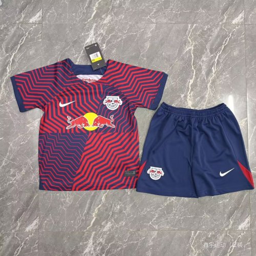 Youth Uniform Kids Kit Red Bull Leipzig Away Soccer Jersey Shorts