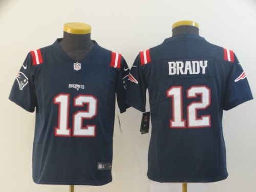 New England Patriots 12 Tom Brady Navy Youth Color Rush Limited Jersey