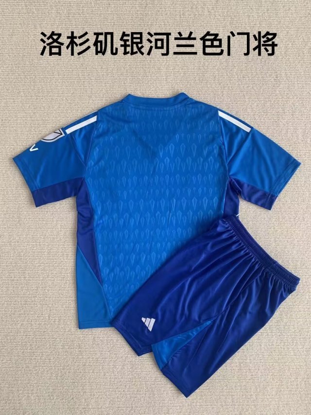 Adult Uniform 2023-2024 Los Angeles Galaxy Blue Goalkeeper Soccer Jersey Shorts