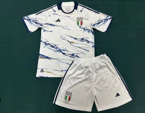 Adult Uniform 2023-2024 Italy Away White Soccer Jersey Shorts