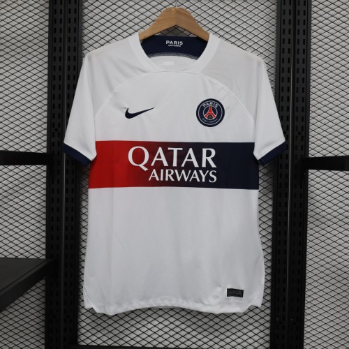 Maillot PSG Fan Version 2023-2024 Paris Saint-Germain Away White Soccer Jersey