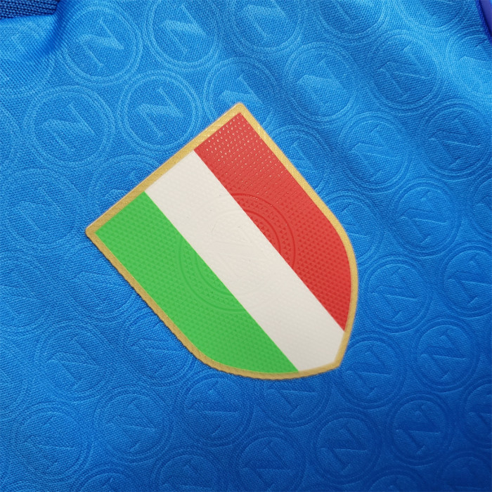 with Scudetto Patch Fan Version 2023-2024 Calcio Napoli Home Soccer Jersey