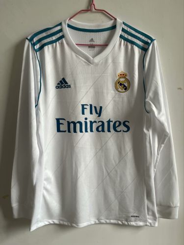 Long Sleeve Player Version Retro Shirt 2017-2018 Real Madrid Home Soccer Jersey