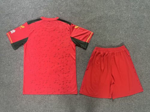 Adult Uniform Wolves Jersey 2023-2024 Wolverhampton Wanderers Away Red Football Shirt Shorts