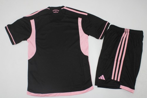 Youth Uniform Kids Kit 2023-2024 Inter Miami Away Black Soccer Jersey Shorts