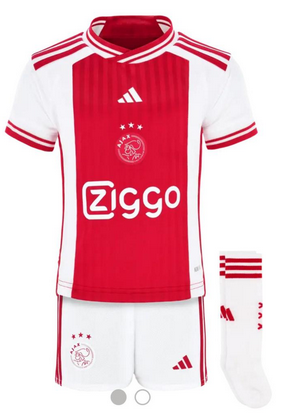 Youth Uniform+Socks Kids Kit  2023-2024 Ajax Home Soccer Jersey Shorts Socks