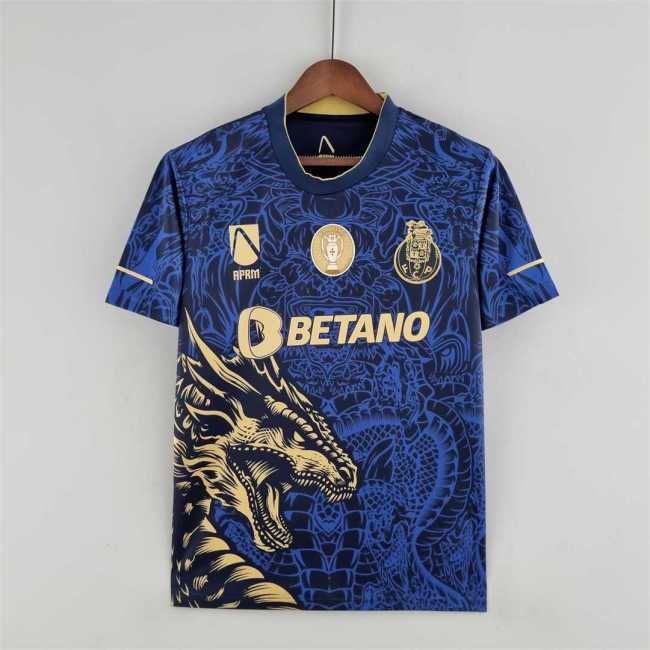 Camiseta Porto (ED Blue Dragon) 2022-2023 Soccer Jersey with Golden Champions Badge