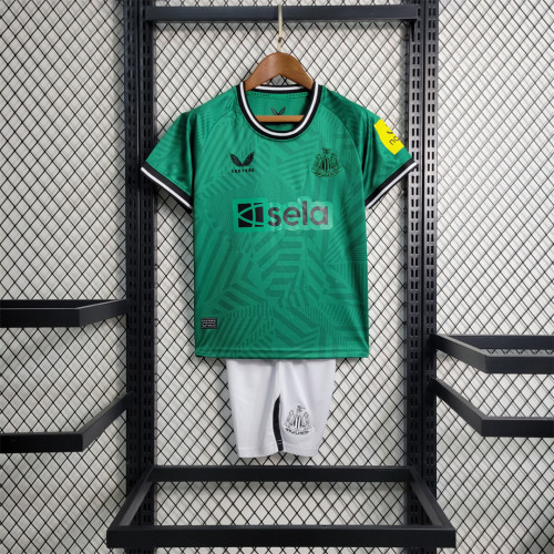 Youth Uniform Kids Kit 2023-2024 Newcastle United Away Green Soccer Jersey Shorts