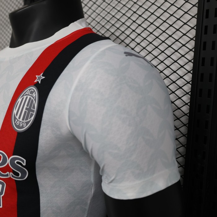 Player Version 2023-2024 AC Milan Away White Soccer Jersey AC Futbol Shirt