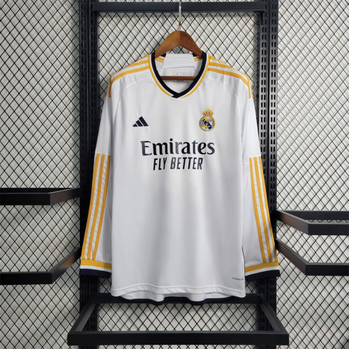 Long Sleeve Real Camisetas de Futbol 2023-2024 Fan Version Real Madrid Home Soccer Jersey