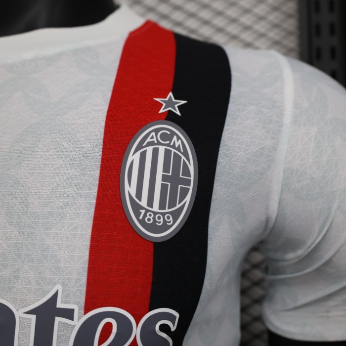 Player Version 2023-2024 AC Milan Away White Soccer Jersey AC Futbol Shirt