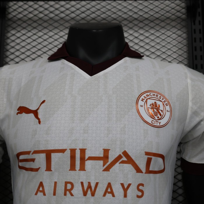 Player Version 2023-2024 Manchester City Away White Football Shirt Man City Soccer Jersey
