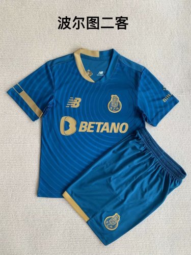 Youth Uniform Kids Kit 2023-2024 Porto Third Away Soccer Jersey Shorts