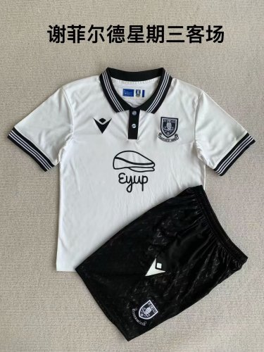 Youth Uniform/Kids Kit 2023-2024 Sheffield Wednesday Away White Soccer Jersey Shorts