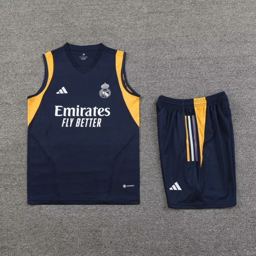Adult Uniform 2023-2024 Real Madrid Black Soccer Training Vest and Shorts
