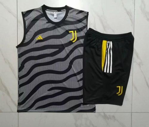 Adult Uniform 2023-2024 Juventus Black/Grey Soccer Training Vest and Shorts