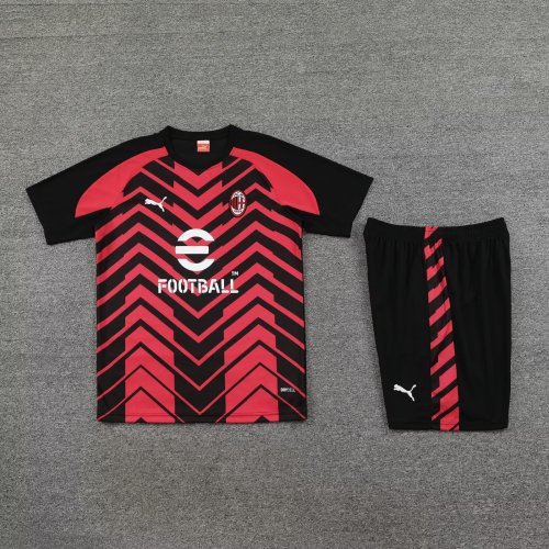 Adult Uniform 2023-2024 AC Milan Red/Black Soccer Training Jersey and Shorts