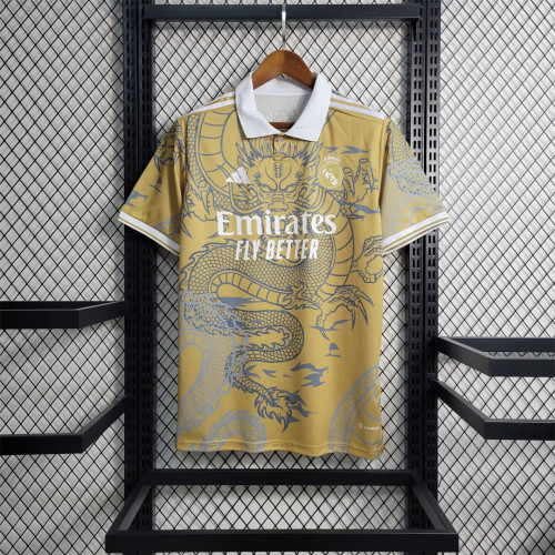Real Camiseta de Futbol Fan Version 2023-2024 Real Madrid Gold Dragon Soccer Jersey