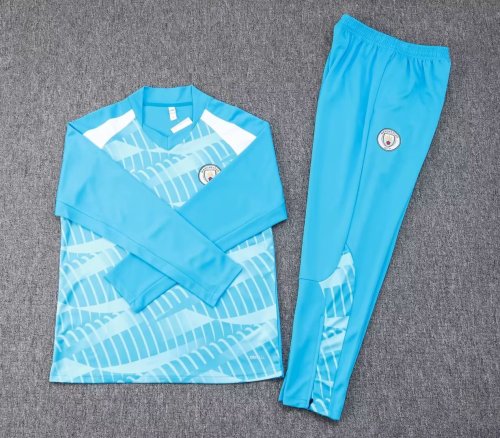 2023-2024 Manchester City Blue Soccer Training Sweater and Pants