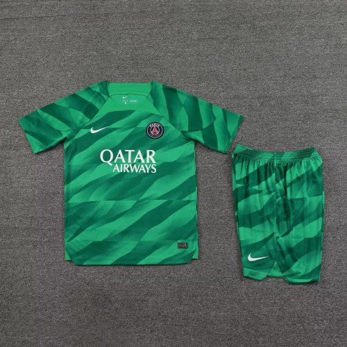 Adult Uniform 2023-2024 PSG Green Goalkeeper Soccer Jersey Shorts Paris Football Kit