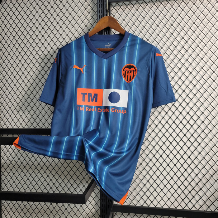 Fan Version 2023-2024 Valencia Away Blue Soccer Jersey