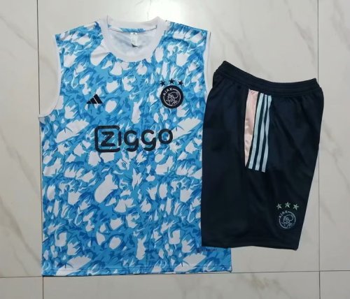 Adult Uniform 2023-2024 Ajax Blue Soccer Training Vest and Shorts