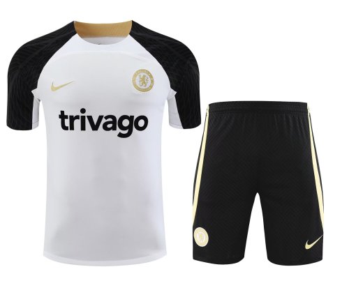 Adult Uniform 2023-2024 Chelsea White Soccer Training Jersey and Shorts
