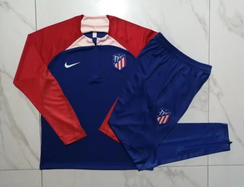 2023-2024 Atletico Madrid Red/Blue Soccer Training Sweater and Pants