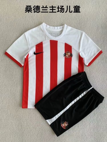 Youth Uniform 2023-2024 Sunderland Home Soccer Jersey Shorts Kids Kit