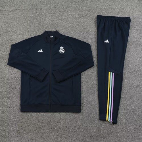 2023-2024 Real Madrid Black Soccer Jacket and Pants