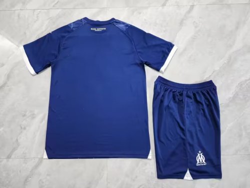 Adult Uniform 2023-2024 Olympique de Marseille Away Blue Soccer Jersey Shorts Football Kit