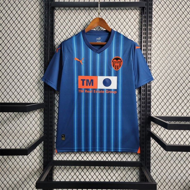 Fan Version 2023-2024 Valencia Away Blue Soccer Jersey