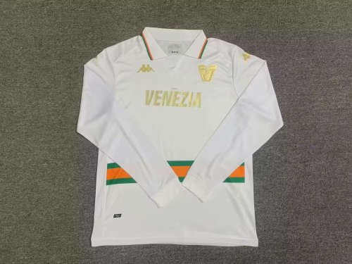 Long Sleeve Fan Version 2023-2024 Venezia Away White Soccer Jersey Football Shirt