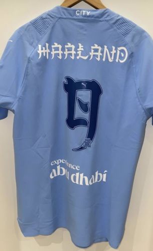 Special Lettering Haaland Shirt for 2023-2024 Manchester City Home Soccer Jersey Fan Version