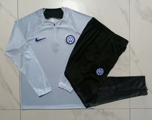2023-2024 Inter Milan Grey Soccer Training Sweater and Pants