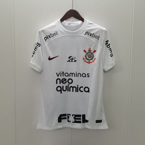 with all Sponor Logos Player Version 2023-2024 Corinthians GUEDES 10 Home Soccer Jersey