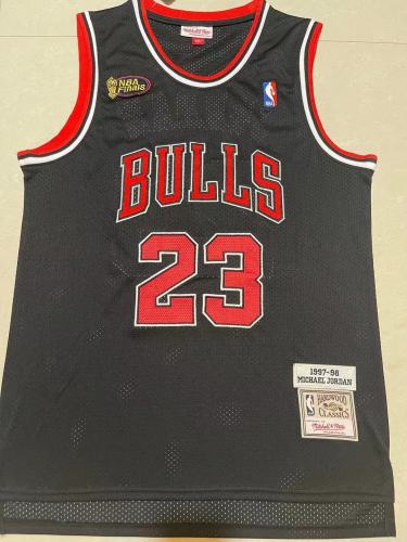 NBA Finals Mitchell&ness 1997-98 Chicago Bulls Black Basketball Shirt 23 JORDAN Classic NBA Jersey