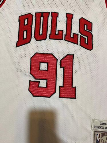 Mitchell&ness 1997-98 Chicago Bulls White Basketball Shirt 91 RODMAN Classic NBA Jersey