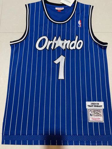 Mitchell&ness 2003-04 Orlando Magic Blue Basketball Shirt McGRADY 1 Classic NBA Jersey
