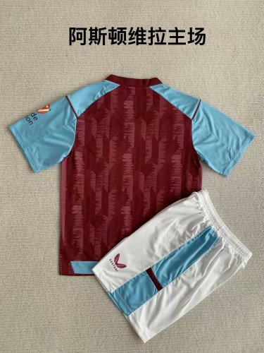 Adult Uniform 2023-2024 Aston Villa Home Soccer Jersey Shorts