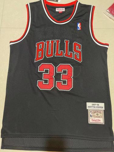 Mitchell&ness 1997-98 Chicago Bulls Black Basketball Shirt 33 PIPPEN Classic NBA Jersey