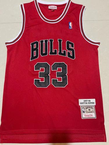 Mitchell&ness 1997-98 Chicago Bulls Red Basketball Shirt 33 PIPPEN Classic NBA Jersey