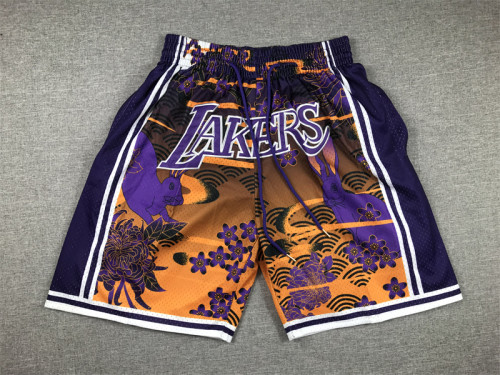 with Pocket Los Angeles Lakers NBA Shorts Rabbit Edition Basketball Shorts